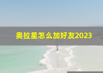 奥拉星怎么加好友2023