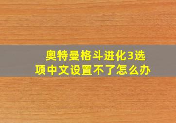 奥特曼格斗进化3选项中文设置不了怎么办