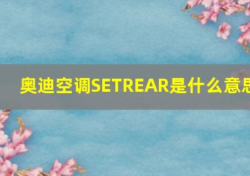 奥迪空调SETREAR是什么意思