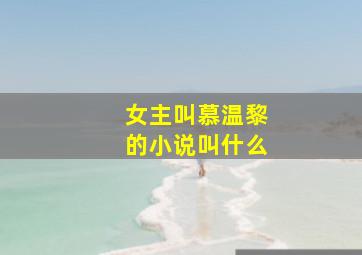 女主叫慕温黎的小说叫什么