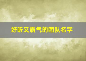 好听又霸气的团队名字