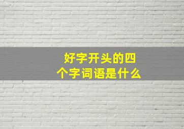 好字开头的四个字词语是什么