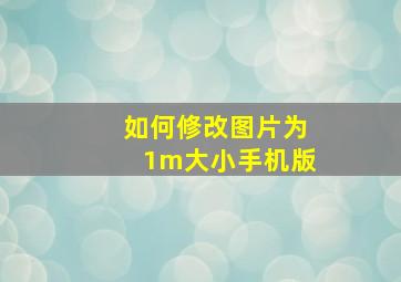 如何修改图片为1m大小手机版