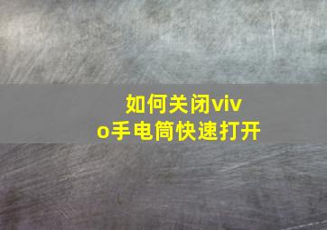 如何关闭vivo手电筒快速打开