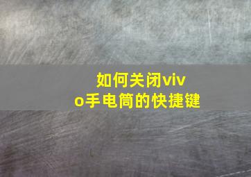 如何关闭vivo手电筒的快捷键