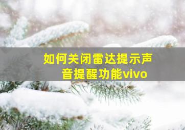 如何关闭雷达提示声音提醒功能vivo