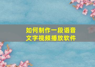 如何制作一段语音文字视频播放软件