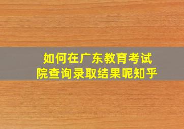 如何在广东教育考试院查询录取结果呢知乎