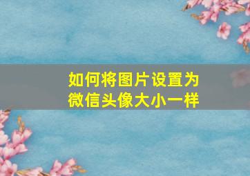 如何将图片设置为微信头像大小一样