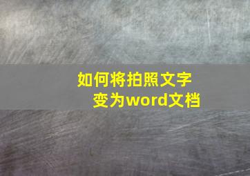 如何将拍照文字变为word文档