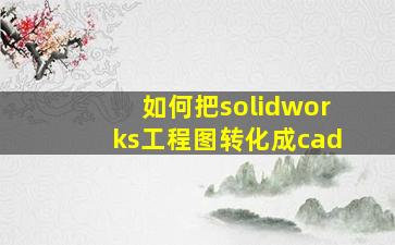 如何把solidworks工程图转化成cad