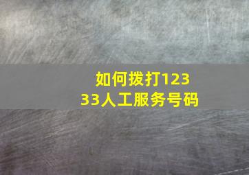 如何拨打12333人工服务号码