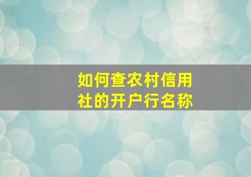 如何查农村信用社的开户行名称