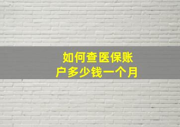 如何查医保账户多少钱一个月