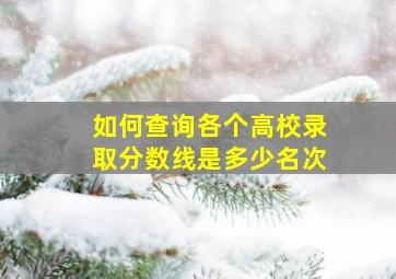 如何查询各个高校录取分数线是多少名次