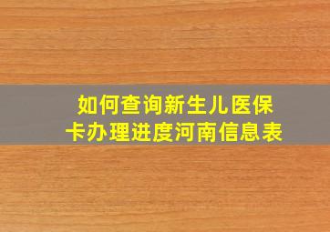 如何查询新生儿医保卡办理进度河南信息表