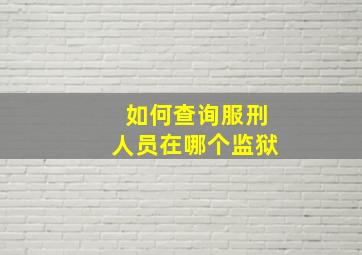 如何查询服刑人员在哪个监狱