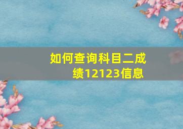 如何查询科目二成绩12123信息