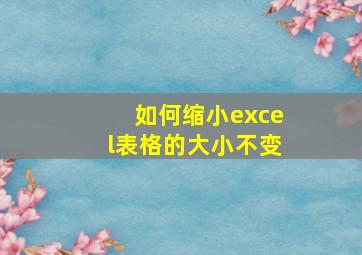 如何缩小excel表格的大小不变