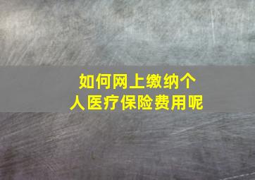 如何网上缴纳个人医疗保险费用呢