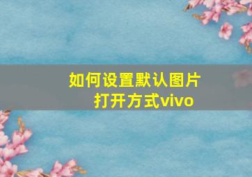 如何设置默认图片打开方式vivo