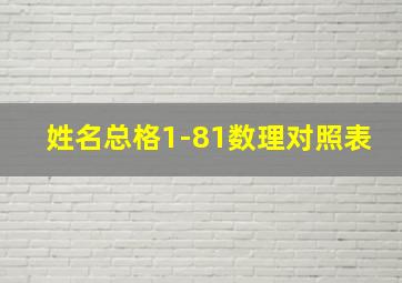 姓名总格1-81数理对照表