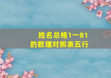 姓名总格1一81的数理对照表五行