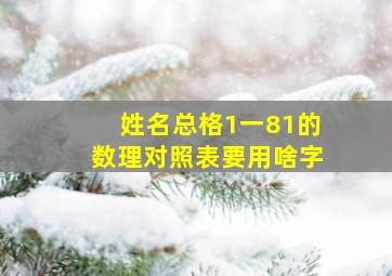 姓名总格1一81的数理对照表要用啥字