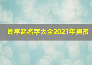 姓李起名字大全2021年男孩