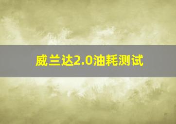 威兰达2.0油耗测试