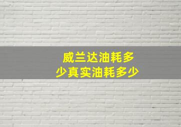 威兰达油耗多少真实油耗多少