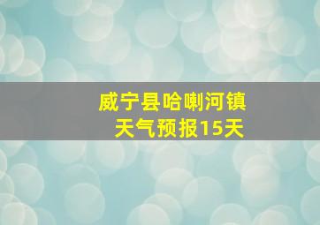 威宁县哈喇河镇天气预报15天