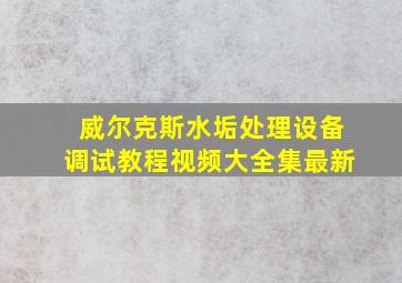 威尔克斯水垢处理设备调试教程视频大全集最新