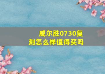 威尔胜0730复刻怎么样值得买吗