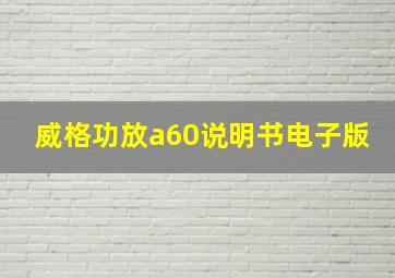 威格功放a60说明书电子版