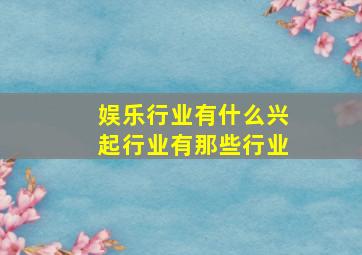 娱乐行业有什么兴起行业有那些行业