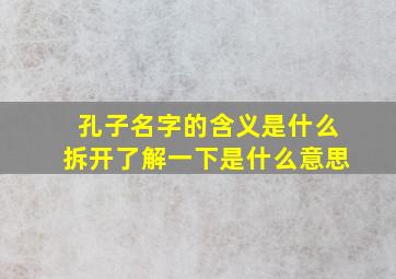 孔子名字的含义是什么拆开了解一下是什么意思