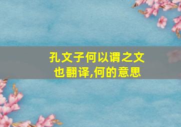 孔文子何以谓之文也翻译,何的意思