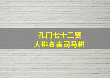 孔门七十二贤人排名表司马耕