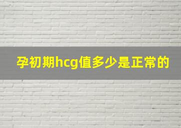 孕初期hcg值多少是正常的