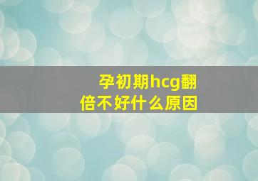 孕初期hcg翻倍不好什么原因