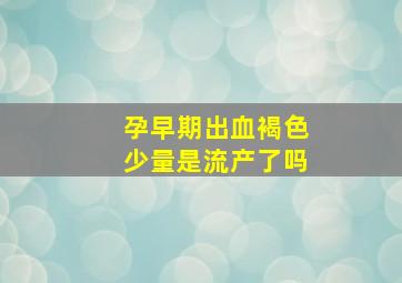 孕早期出血褐色少量是流产了吗