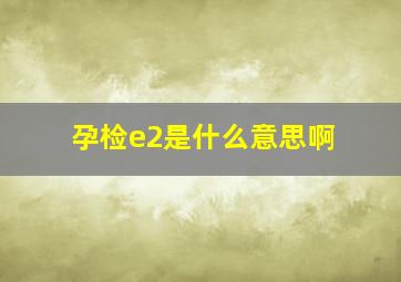 孕检e2是什么意思啊