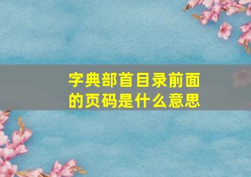 字典部首目录前面的页码是什么意思