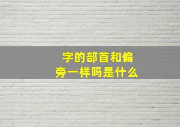 字的部首和偏旁一样吗是什么