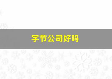 字节公司好吗