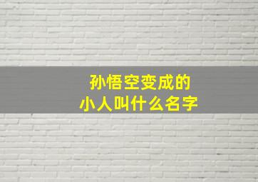 孙悟空变成的小人叫什么名字