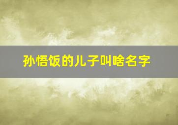 孙悟饭的儿子叫啥名字