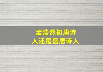 孟浩然初唐诗人还是盛唐诗人