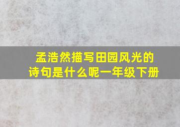 孟浩然描写田园风光的诗句是什么呢一年级下册